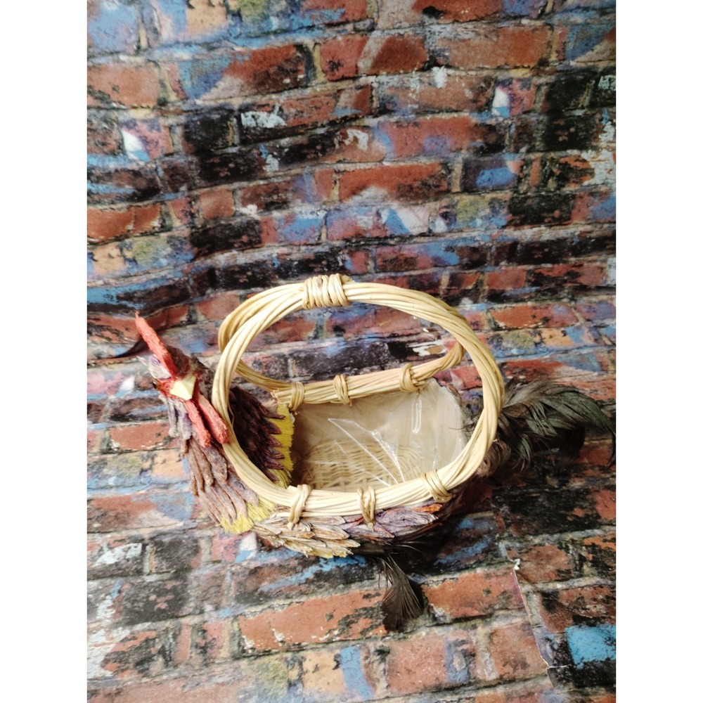 Rooster Wicker Basket Nine Inch Wide